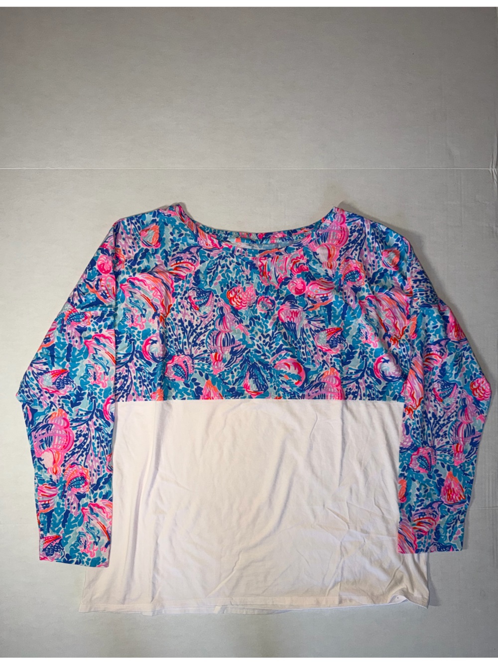 Vibrant Tropical Print Crop Top - Pink & Blue
